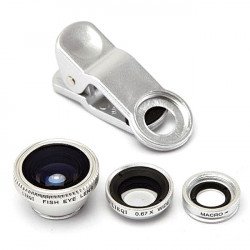 Universal Cell Phone Selfie Clip lens 3 in 1 (Silver)